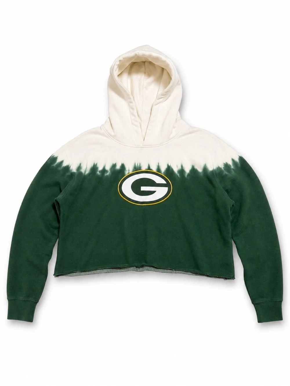 Green Bay Packers NFL Teens Apparel Tie Dye Cropped Hoodie Green XL 15/17